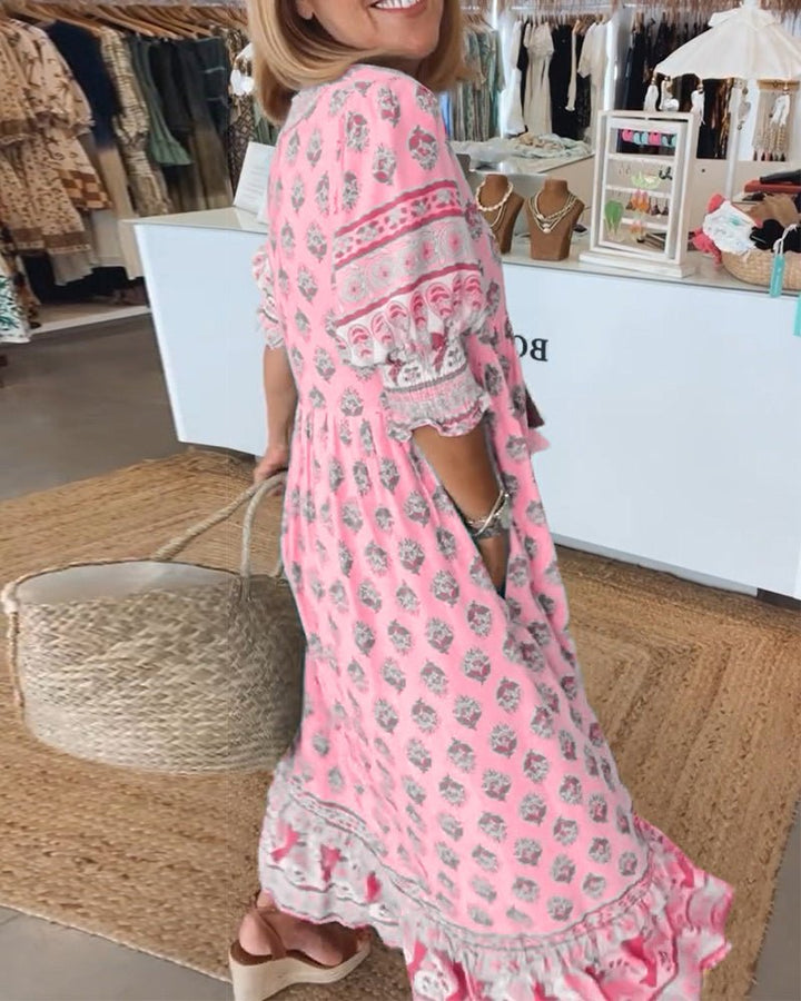 MANA | ROBE MIDI FLORALE CHIC À COL EN V